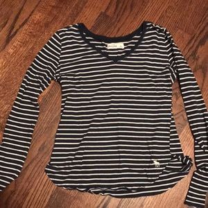 Abercrombie Kids Navy and White Long Sleeve Tee